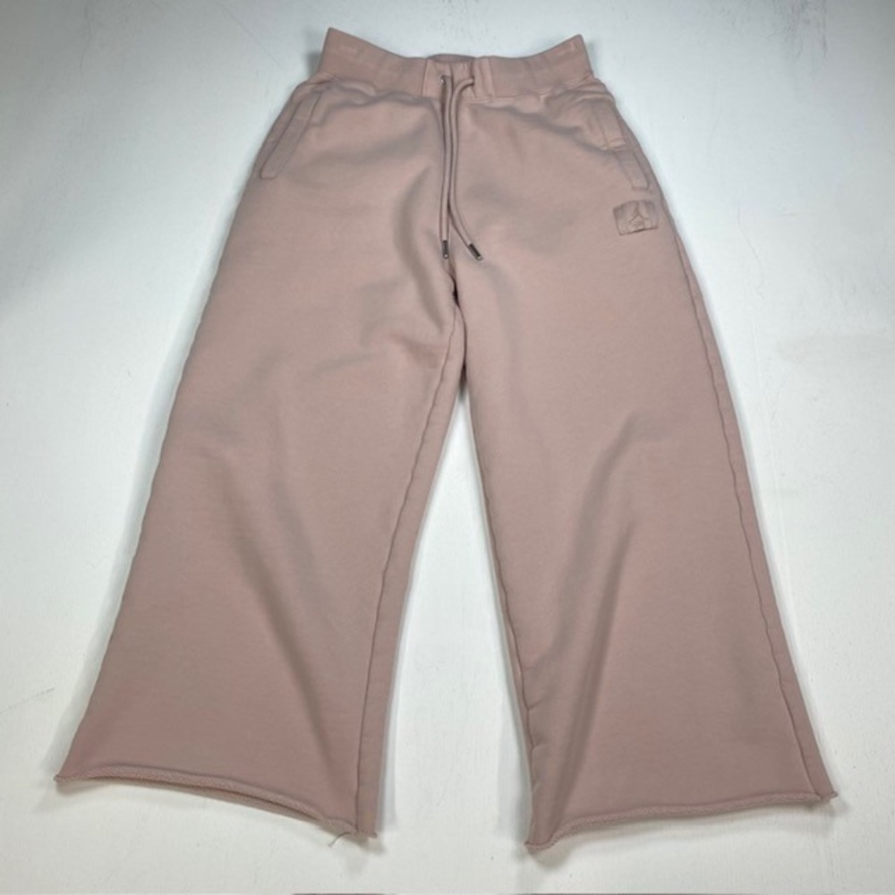 Jordan Flight Fleece Wide Leg Pants Open Hem Pink FV7155-601 Womens Small